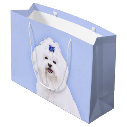Maltees schilderen - Kute Original Dog Art Groot Cadeauzakje (Achterkant Gekanteld)