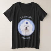 Maltees schilderen - Kute Original Dog Art Grote Maat T-shirt (Design voorkant)