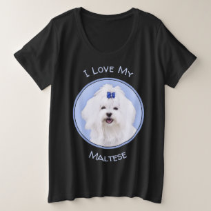 Maltees schilderen - Kute Original Dog Art Grote Maat T-shirt