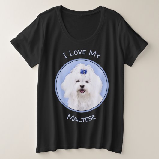 Maltees schilderen - Kute Original Dog Art Grote Maat T-shirt (Design voorkant)