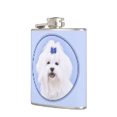 Maltees schilderen - Kute Original Dog Art Heupfles (Links)