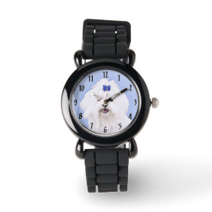Maltees schilderen - Kute Original Dog Art Horloge
