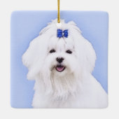 Maltees schilderen - Kute Original Dog Art Keramisch Ornament (Achterkant)