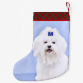 Maltees schilderen - Kute Original Dog Art Kleine Kerstsok (Achterkant)