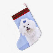 Maltees schilderen - Kute Original Dog Art Kleine Kerstsok (Achterkant (Hangend))