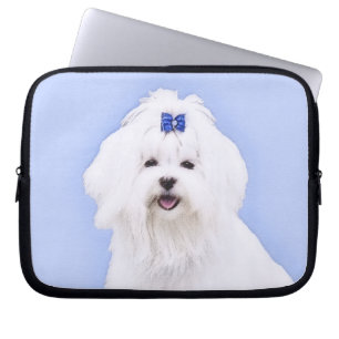 Maltees schilderen - Kute Original Dog Art Laptop Sleeve