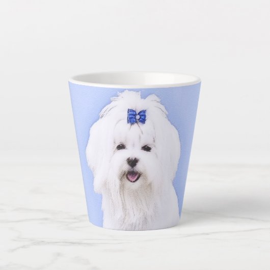 Maltees schilderen - Kute Original Dog Art Latte Mok (Voorkant)