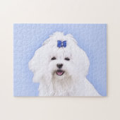Maltees schilderen - Kute Original Dog Art Legpuzzel (Horizontaal)