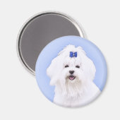 Maltees schilderen - Kute Original Dog Art Magneet (Voorkant / Achterkant)