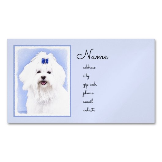 Maltees schilderen - Kute Original Dog Art Magnetisch Visitekaartje (Voorkant)
