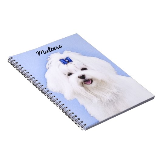 Maltees schilderen - Kute Original Dog Art Notitieboek (Rechterzijde)