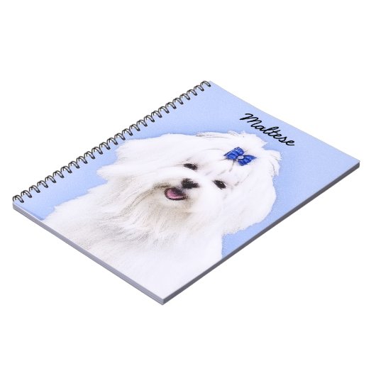 Maltees schilderen - Kute Original Dog Art Notitieboek (Linkerzijde)