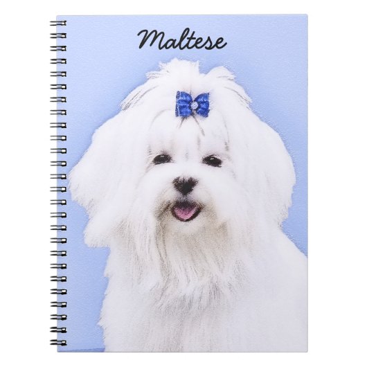 Maltees schilderen - Kute Original Dog Art Notitieboek (Voorkant)