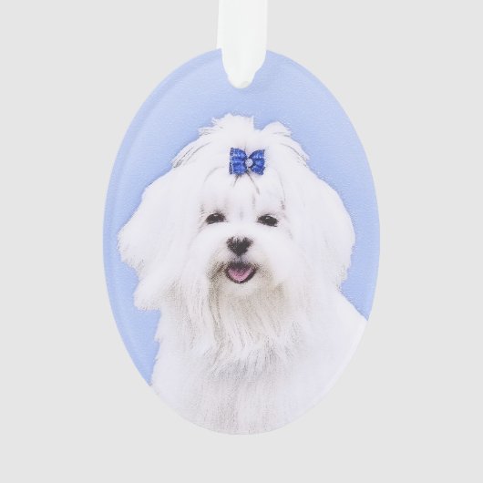Maltees schilderen - Kute Original Dog Art Ornament (achterkant)