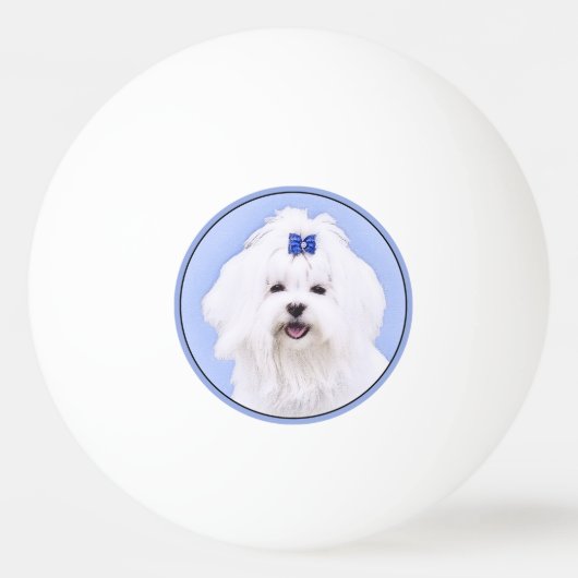 Maltees schilderen - Kute Original Dog Art Pingpongbal (Voorkant)