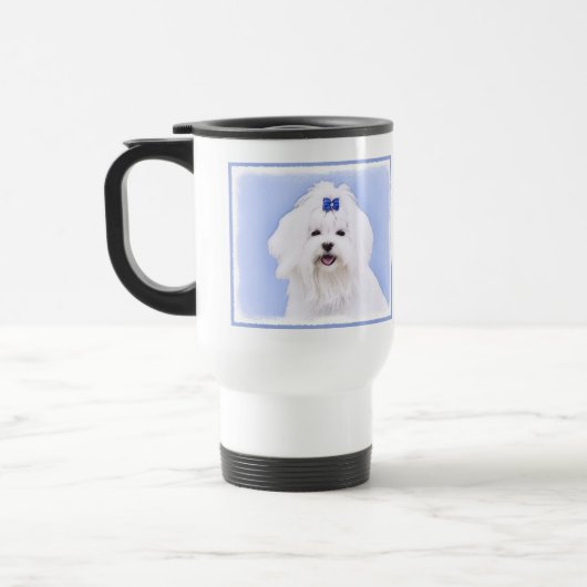 Maltees schilderen - Kute Original Dog Art Reisbeker (Links)