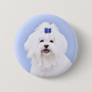 Maltees schilderen - Kute Original Dog Art Ronde Button 5,7 Cm