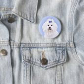 Maltees schilderen - Kute Original Dog Art Ronde Button 5,7 Cm (In situ)