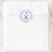 Maltees schilderen - Kute Original Dog Art Ronde Sticker (Tas)