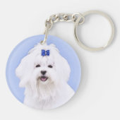 Maltees schilderen - Kute Original Dog Art Sleutelhanger (Achterkant)