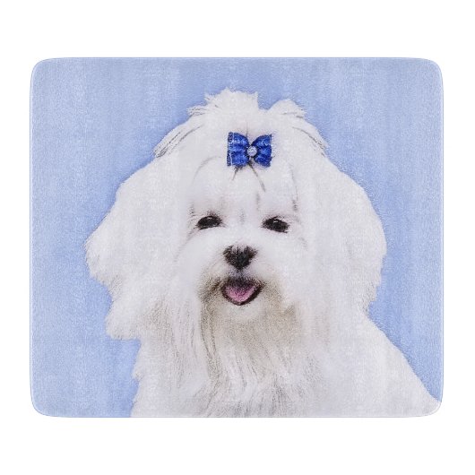 Maltees schilderen - Kute Original Dog Art Snijplank (Voorkant)