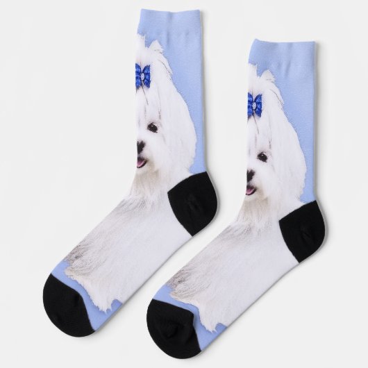 Maltees schilderen - Kute Original Dog Art Sokken (Links)