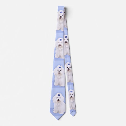 Maltees schilderen - Kute Original Dog Art Stropdas (Voorkant)