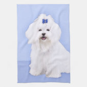 Maltees schilderen - Kute Original Dog Art Theedoek (Verticaal)