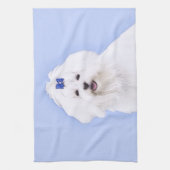 Maltees schilderen - Kute Original Dog Art Theedoek (Verticaal)
