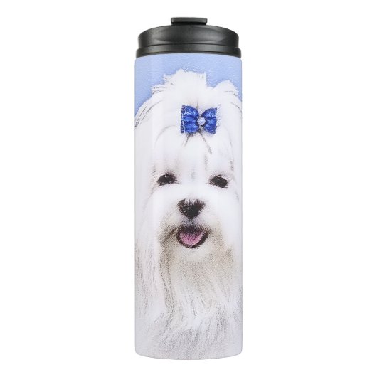 Maltees schilderen - Kute Original Dog Art Thermosbeker (Voorkant)
