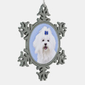 Maltees schilderen - Kute Original Dog Art Tin Sneeuwvlok Ornament (Links)