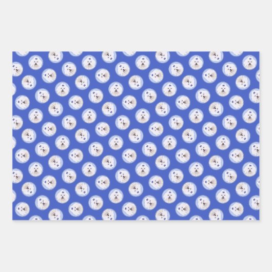 Maltees schilderij Blue Bow Schattigee originele h Inpakpapier Vel (Voorkant 3)