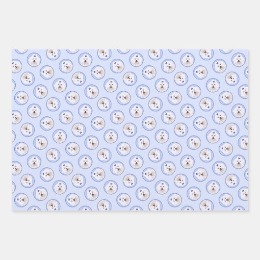 Maltees schilderij Blue Bow Schattigee originele h Inpakpapier Vel (Voorkant)