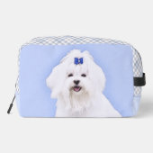 Maltees schilderij Blue Bow Schattigee originele h Toilettasje (Achterkant)