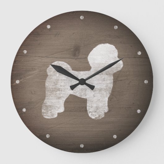 Maltees Silhouette Rustic Grote Klok (Voorkant)