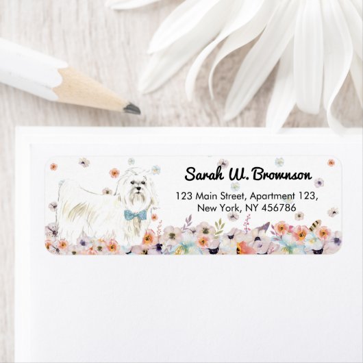 Maltees Sleeve white Dog bowtie Etiket (Insitu)