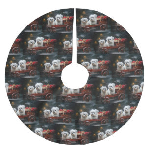 Maltees Sneeuw Slede Kerst Decoratie Kerstboom Rok