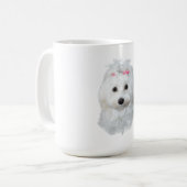 Maltees van Elegantie pluizige schoonheid Koffiemok (Voorkant links)