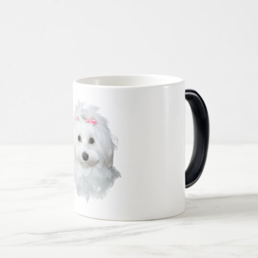 Maltees van Elegantie pluizige schoonheid Magische Mok (Voorkant rechts)
