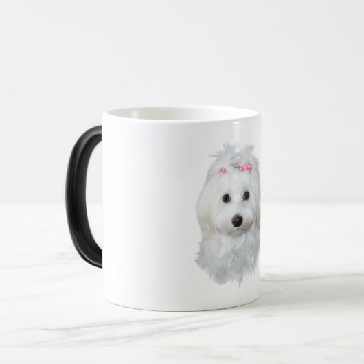 Maltees van Elegantie pluizige schoonheid Magische Mok (Voorkant links)