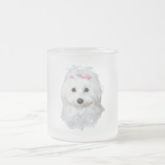 Maltees van Elegantie pluizige schoonheid Matglas Koffiemok (Center)