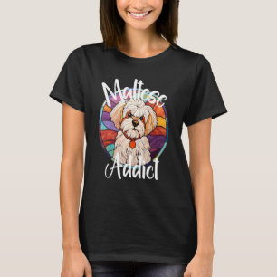 Maltees verslaafde hond moeder puppy kleurrijke hu t-shirt