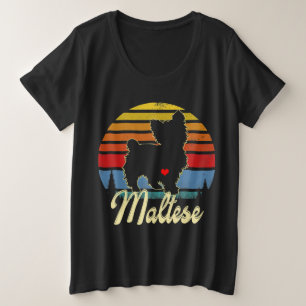 Maltees Vintage Silhouette 60s 70s Retro Gifts Dog Grote Maat T-shirt