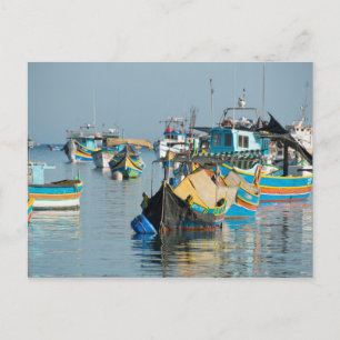 Maltees Vissen Boats   Marsaxlokk op Malta Briefkaart