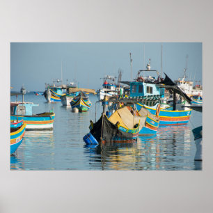 Maltees Vissen Boats   Marsaxlokk op Malta Poster