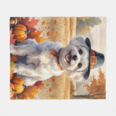 Malteeser Kunst in Herfstbladeren Dankzegging Fleece Deken (Voorkant (Horizontaal))