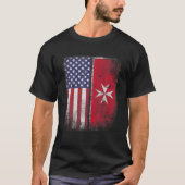 Maltese Amerikaanse vlag Malta Cross Verenigde Sta T-shirt (Voorkant)