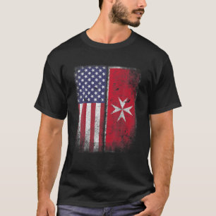 Maltese Amerikaanse vlag Malta Cross Verenigde Sta T-shirt