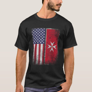 Maltese Amerikaanse vlag Malta Cross Verenigde Sta T-shirt