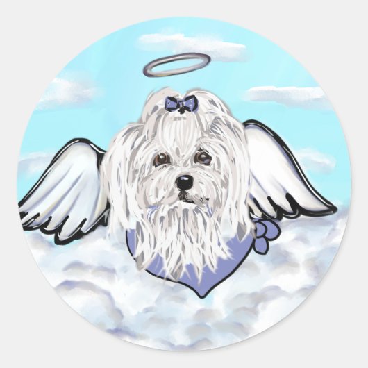 Maltese Angel Ronde Sticker (Voorkant)